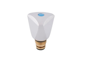 Sanitär-oberteil mit Rückschlagkegel, mit Haubengriff blau, DN15, 1/2", poliertes chrom