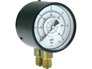 Rohrfeder-differenzdruck- Manometer RF 100 D 2xG 1/2" radial 0-0,6 bar DN15 1/2" radial