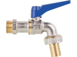 Auslaufkugelhahn Viva mit Schlauchanschluss mit Hebel aus Alu, PN40, DN20 3/4"