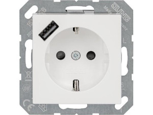 Up-schuko-steckdose mit 1x USB Buchse mit KS Jung A 1520-18 A WW