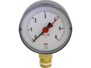 Manometer RF 80 1/2" 0-6 bar Anschluss radial Rohrfeder-Manometer DN15 1/2" radial
