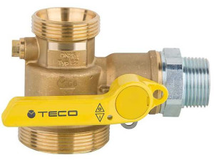 Gasabsperr-kugelhahn Standard, PN 5, HTB 650°C für Einrohrzähler, Eckform