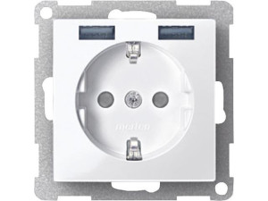 Schuko-steckdose mit USB Merten System M, Aluminium 1 Stück