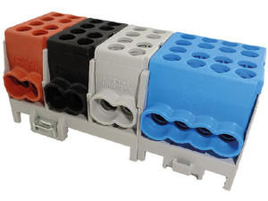 Hauptleitungs-abzweigklemme Farbe: braun,schwarz,blau,grau 8xEingang 25mm²/12xAusgang 16mm²