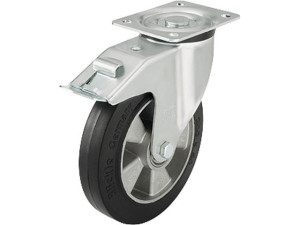 Blickle Schwerlast Lenkrolle mit Feststeller L-ALEV 160K-FI, Tragfähigkeit 350 kg Rad D= 160mm, Plattengröße 140x110