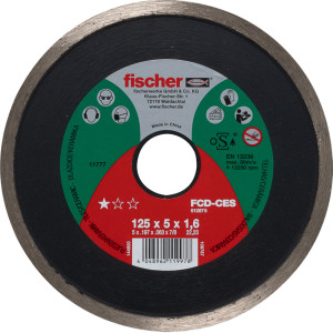 Fischer FCD-CES 125mm 1,6mm 22,23mm Diamanttrennscheibe geschlossen flach für Fliesen Naturstein VPE 1 Stück