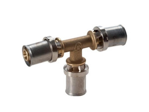 Giacomini RM151Y045 Pressfitting als Reduzier-T-Stück für Mehrschichtverbund- und Kunststoffrohre (16x2)x(20x2)x(16x2)