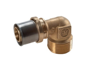 Giacomini RM127Y049 Pressfitting als Winkel mit Außengewinde für Mehrschichtverbund- und Kunststoffrohre 3/4"x(26x3)
