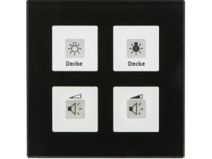 Knx RF+ Funk Glastaster Plus 4-fach mit Aktor, Schwarz