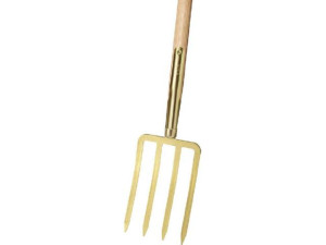 Ideal-spatengabel 4 Zinken, gold,Schienenzwinge, T-Stiel