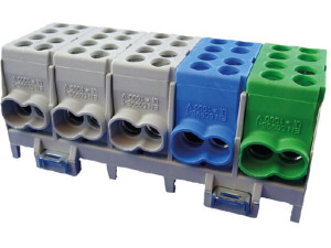 Hauptleitungs-abzweigklemme Farbe: 3x grau,1x blau,1x grün 10x Eingang 25mm²/Ausgang 16mm²