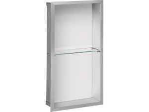 Wandnische 2 Fächer, weiße Glasrückwand, Tiefe 100 mm, BxH: 323x625 mm
