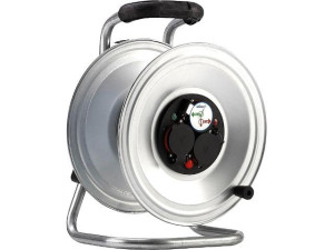 Stahlblech-kabeltrommel Professional', leer, d=290mm, 3-fach-Schuko-Steckdose