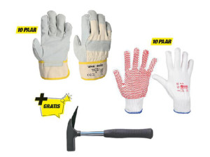 Arbeitshandschuh-paket Bau GR.M mit Gratis Latthammer
