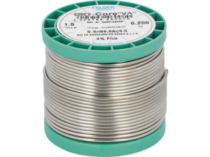 Weichlötdraht für Stahl-Edelstahl ISO-Core 'VA', S-Sn96,5Ag3,5, 4 % Flußmittelanteil, d1,50 mm , 250 gr,