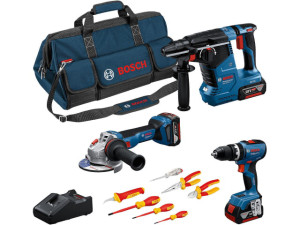 Akku-set BOSCH 18V 3-Teilig, 18V mit 3x 5,0 Ah Akkus und Ladegerät + VDE-Schraubendreher & Zangenset