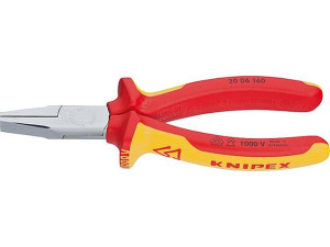 Flachzange verchromt VDE isoliert mit zweifarbigen Mehr- komponenten-Griffhüllen Länge 160mm