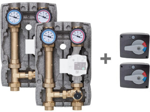 Aktionsset 2x Heizkreisset Easyflow DN25(1") gemischt + 2x Mischermotor Easyflow 230 V, 140 S.