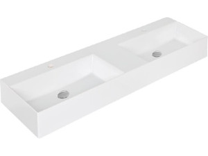 Doppel-wt Elayla, Keramik mit Hahnloch weiß 1410x130x460mm