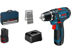 Akku-bohrschrauber BOSCH GSR 12V-15 12V mit 2x 2,0 Ah Akkus und Ladegerät Inkl. Bit-Set 25-Teilig