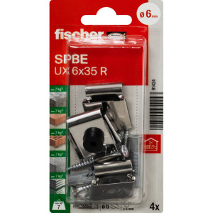 Fischer SPBE K Spiegelbefestigung 6mm 4,5x45mm PZ2 Blisterkarte VPE 4 Stück
