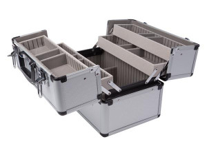 Perel Alu-Werkzeugkoffer 360x220x250 mm, abgerundete Ecken, Trennwände, abschließbar, Modell 1819-2