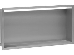 Wandnische mit LED-Beleuchtung, Edelstahlrückwand, Tiefe 100 mm, BxH: 625x325 mm