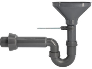 Trichtersiphon DN50, Grau, Rezyklat, Abgangsrohr DN40x220 mm, DN50x250 mm, inkl. Wandbefestigung