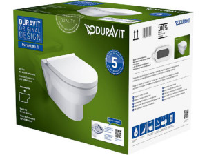 Wc-set Duravit No.1 Wand Compact Tiefspüler, spülrandlos, Softclose, weiß