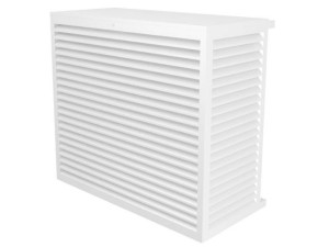 Wärmepumpen- und Klimaanlagenabdeckung Alu, 120x131x65-80 cm Größe XL, Weiß (RAL 9010)