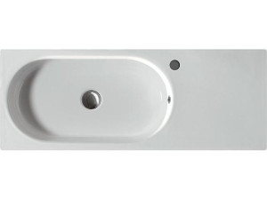 Waschtisch, Waschbecken AREA aus Keramik mit 1 Hahnloch, versetzt, weiß, BxHxT 900x110x350mm