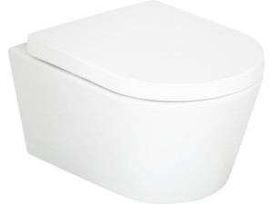 Wc-set Evenes Kureika Spülrandloses Wand-Tiefspül, Softclose WC-Sitz, Keramik, Weiß, Wandhängend