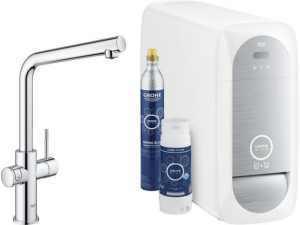 Spültischmischer Grohe Blue Home Starter Kit, L-Auslauf chrom mit Filter S-Size, CO2 Flasche und Kühler