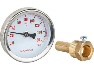 Afriso Bimetall-Thermometer Solar BiTh 63 0/160°C 45mm 1/2" AX Kl. 2, rot