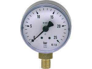 Manometer 0-25 bar, Durchmesser 50mm, 1/8" unten, DN6 1/8" radial