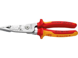 Multifunktions-elektrikerzange KNIPEX VDE isoliert, Länge: 200 mm, verchromt, Mehrkomponentengriffe