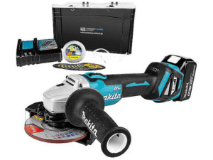 Akku-winkelschleifer Makita 18 V mit 1x 5,0 Ah Akku, Ladegerät und WS Box inkl. Zubehör
