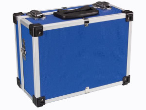 Perel Aluminium-Werkzeugkoffer 1821-BL, 320x230x155 mm, verstärkte Ecken, Blau, mit Schlössern