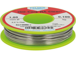 Elektronik-lötdraht, ISO-Core 'RA-Clear', Sn100Ni+, 2,2 % Flussmittelanteil, 1,00 mm, 0,100 kg