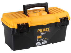 Perel Robuster Werkzeugkoffer, herausnehmbares Ablagefach, kompakt, Maße 410x209x195 mm