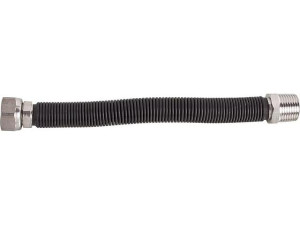 Edelstahlwellrohr DN20 (3/4") 100 - 147 mm ausziehbar AGxÜberwurfmutter PVC- Ummantelung