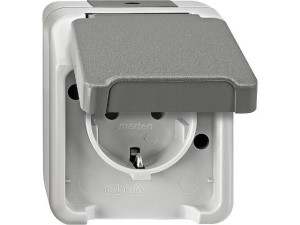 Schuko-steckdose Aquastar Merten,IP44,AP, lichtgrau 1 Stück