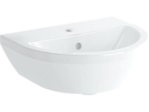Handwaschbecken VitrA Integra 450x360mm, weiß, mit Überlauf 1 Hahnloch mittig, runde Form
