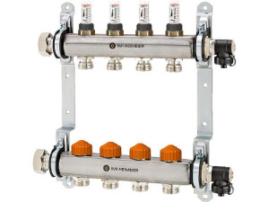 Heimeier 9340-03.800 Fußbodenheizungsverteiler DN25 (1") Edelstahl Typ Dynacon mit 3 Heizkreisen