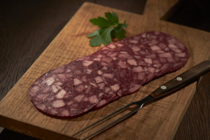Blutwurst mit Schinkenwürfeln