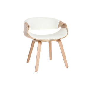Miliboo Chaise design blanc et bois clair ARAMIS