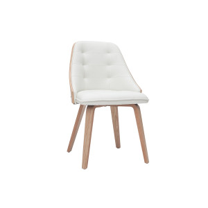 Miliboo Chaise design blanc et bois clair FLUFFY