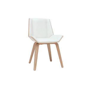 Miliboo Chaise design blanc et bois clair MELKIOR