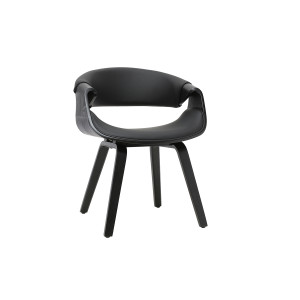 Miliboo Fauteuil design noir et bois noir ARAMIS
