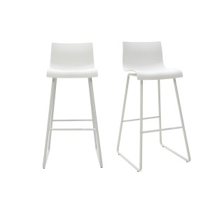 Miliboo Design-Barhocker Weiß 76 cm (2er-Set) ONA